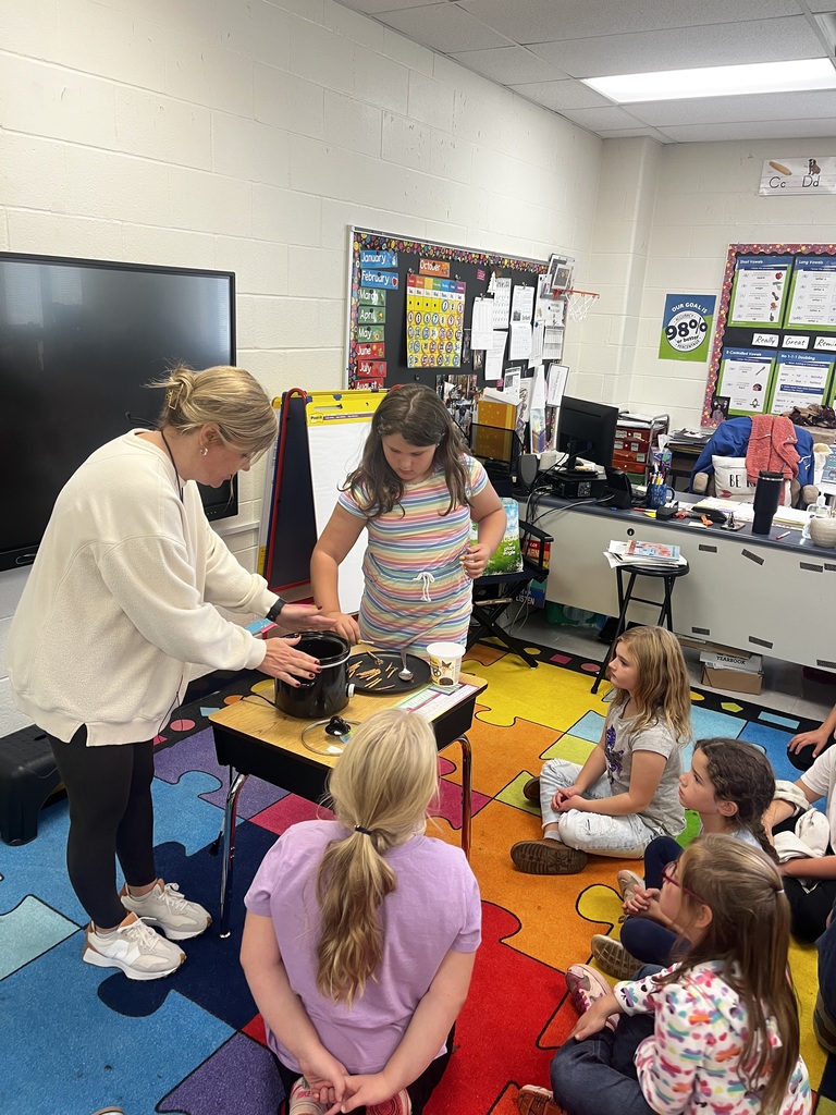 π§ͺ Science was extra sweet in 2nd grade earlier this week! π Our 2nd graders spent time learning all about solids, liquids, and gases through some fun, hands-on experiments! π Students observed the Magic Inflating Balloon Experiment, where they watched baking soda and vinegar react to create carbon dioxide gas, inflating a balloon right before their eyes! π« In celebration of National Chocolate Covered Pretzel Day, students continued their learning with a delicious science experiment! They observed solid chocolate melt into a liquid and then watched it turn back into a solid as it cooled. Of course, the best part was getting to enjoy some delicious chocolate-covered pretzels generously donated by Daffinβs Candies! π₯¨π« A huge THANK YOU to Daffinβs for providing such a yummy treat for our students and helping us make science learning extra sweet!
