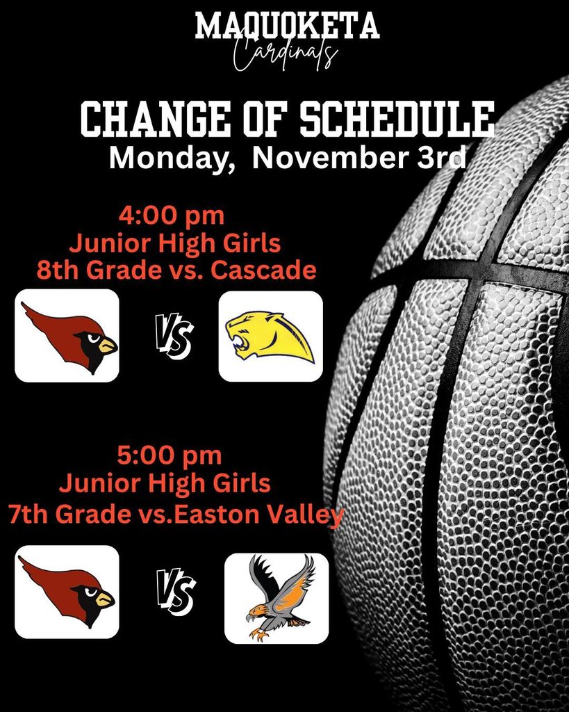 Jr. High Girls Schedule Change