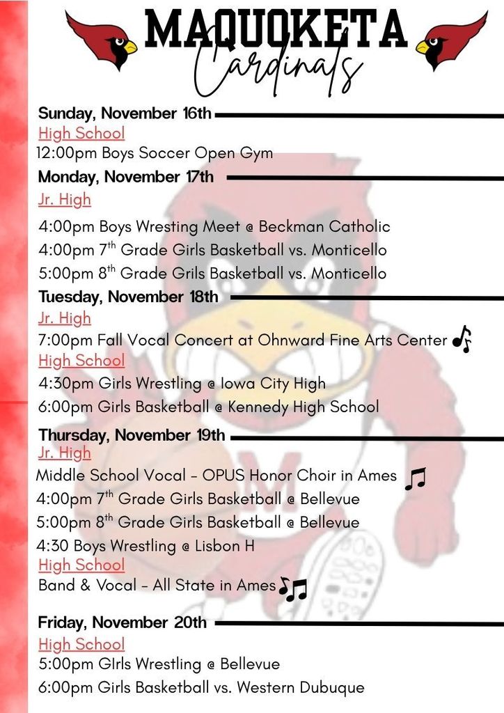 Week of November 16th - November 20th