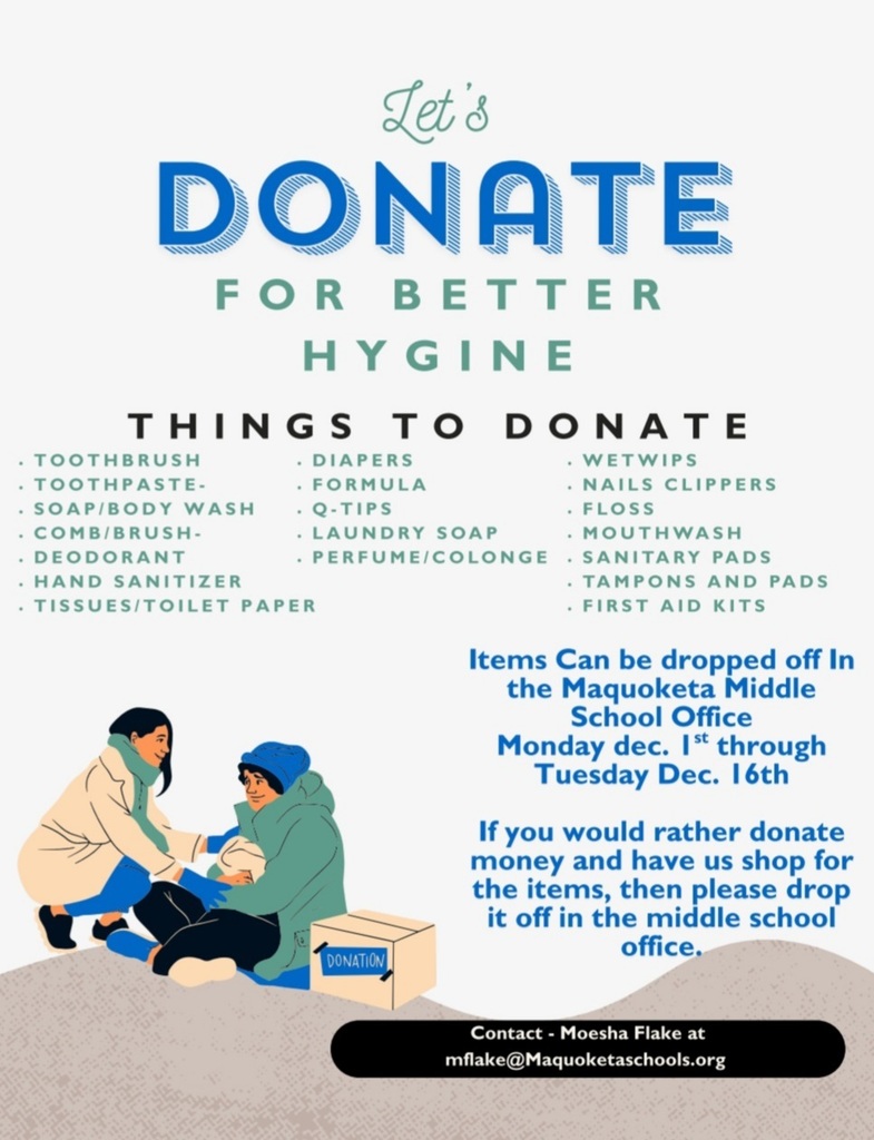 Middle School iJAG Hygiene Drive for Cardinal Backpack Program