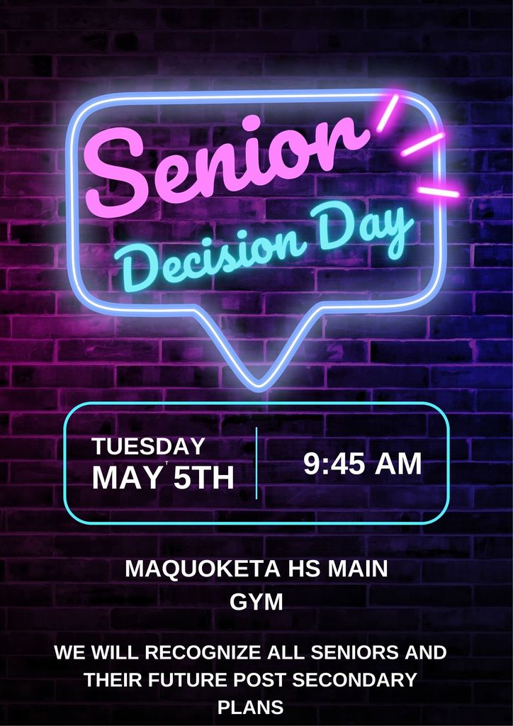 Senior Decision Day- Save the Date