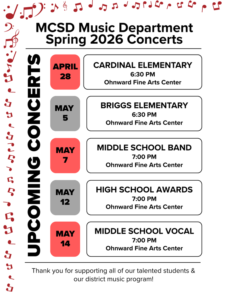 MCSD Spring Concerts Flyer