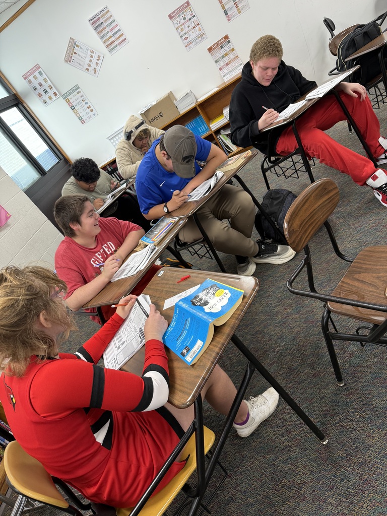 Students working in English class