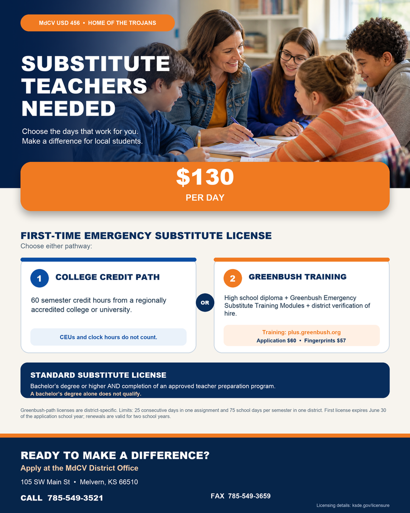 Substitute Teachers Needed