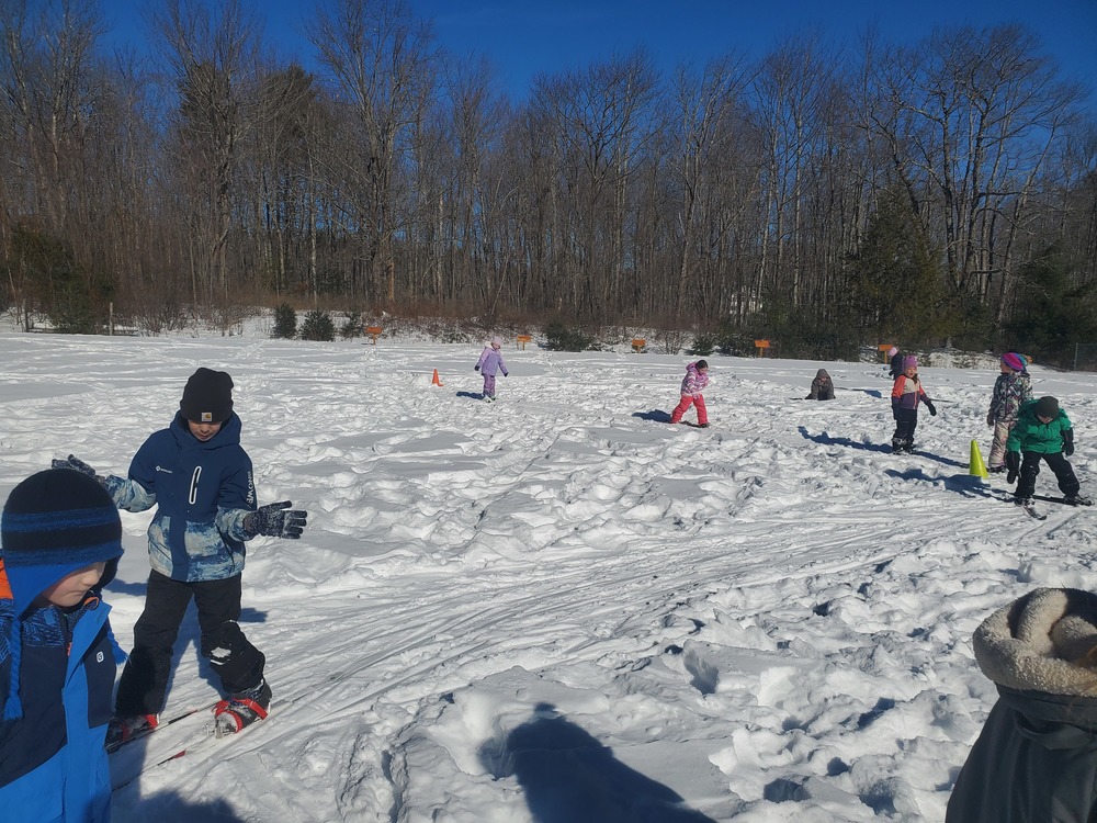Students cross country skiing