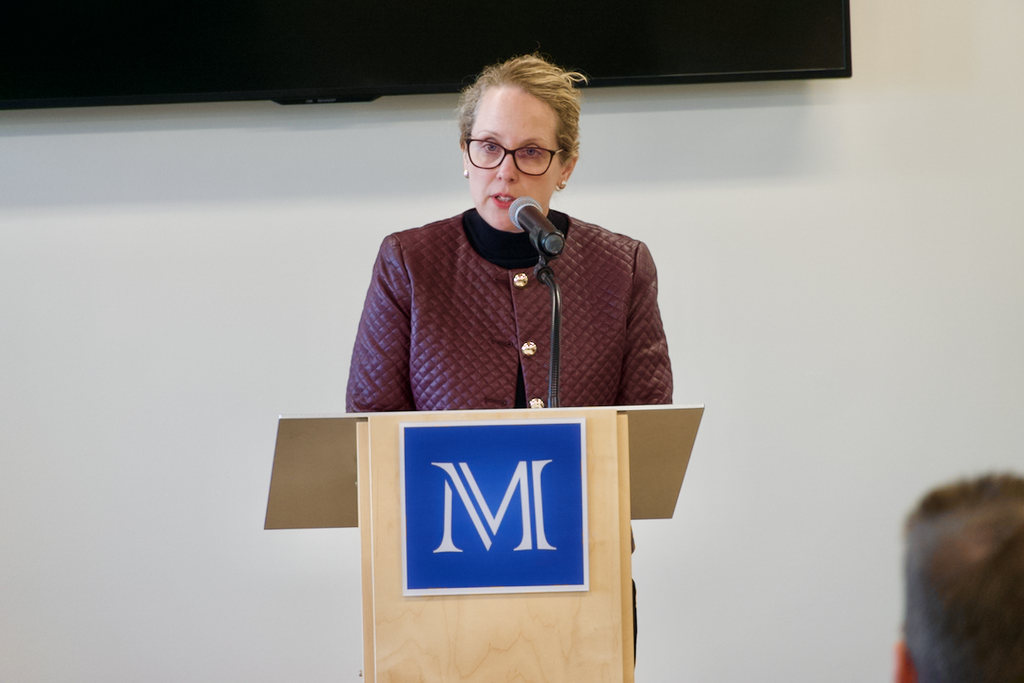 Ruth Rubin of Marburn academy speaking at NHS induction ceremony
