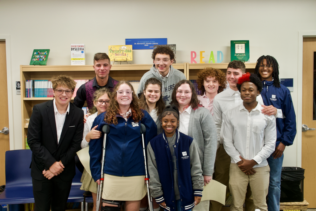 Marburn students posing for a picture after NHS induction