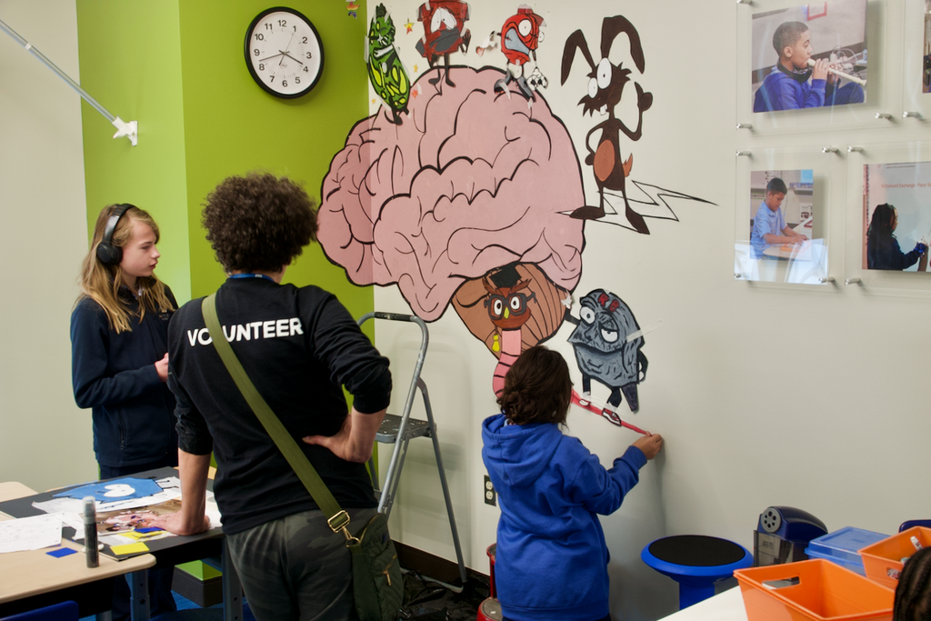 Ohio Art Council Artist in Residence working with students at Marburn Academy