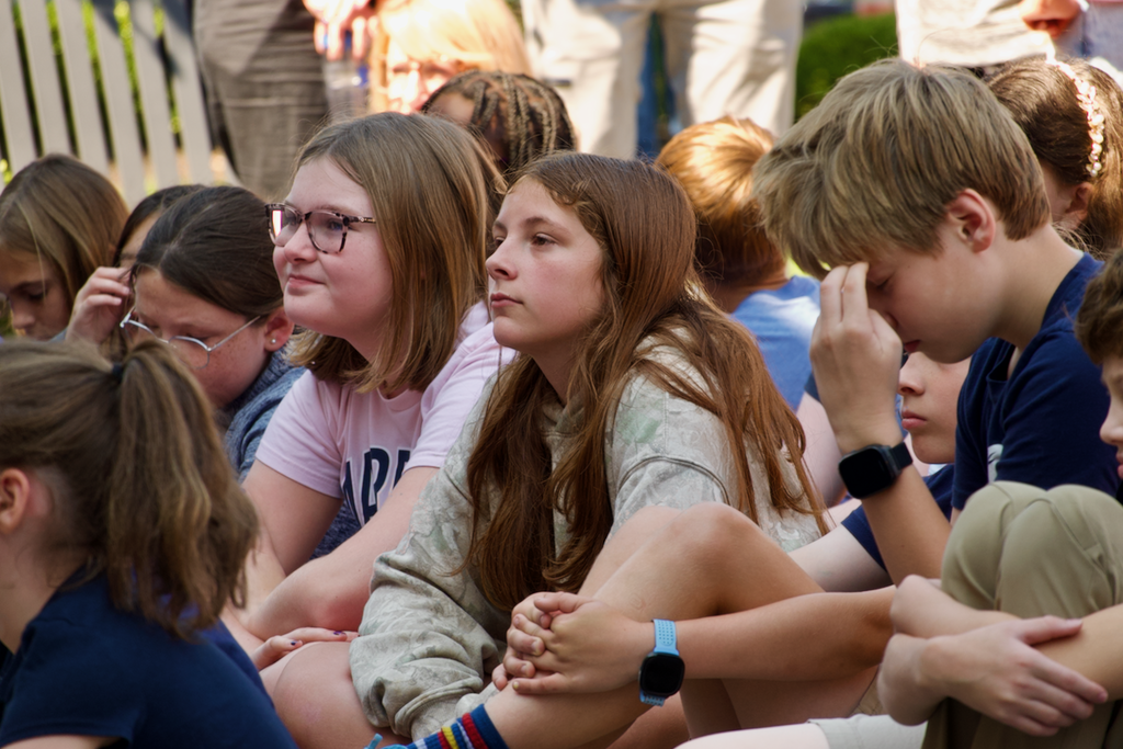 Students watching convocation