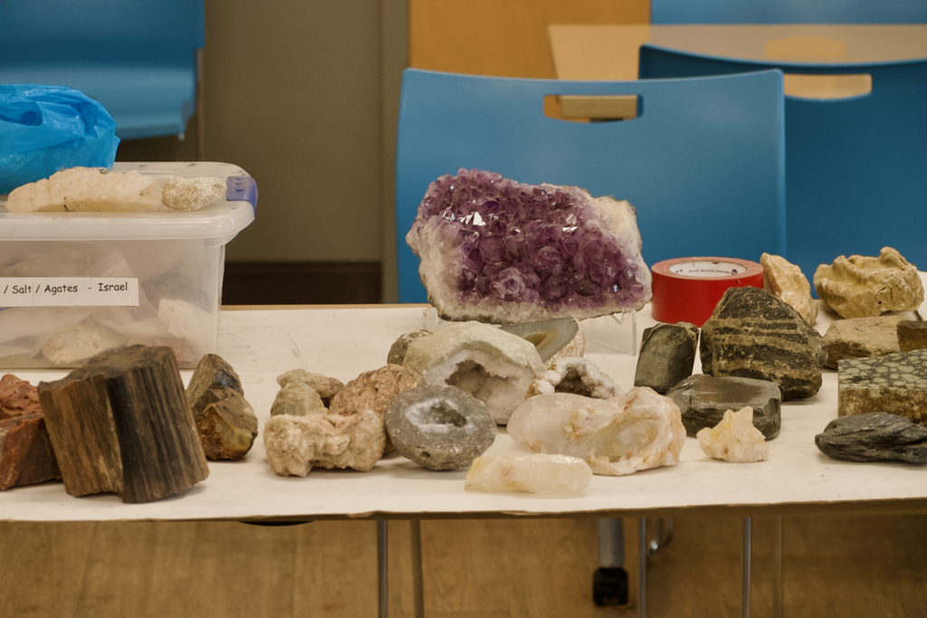 Collection of rock samples on a table