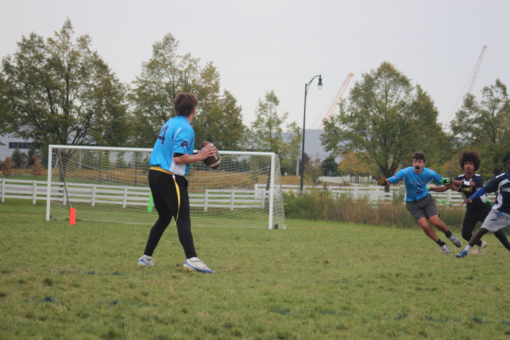 Marburn player running a route in flag football game