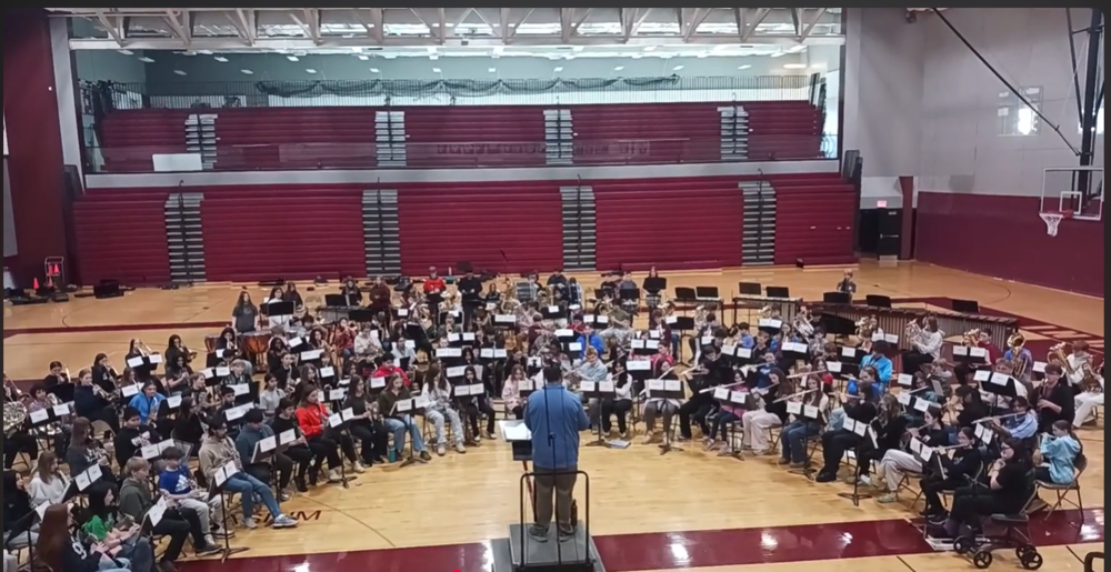 Band students playing instruments at the highschool