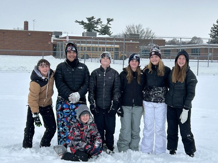 8th Graders playing in the snow during study-hall.