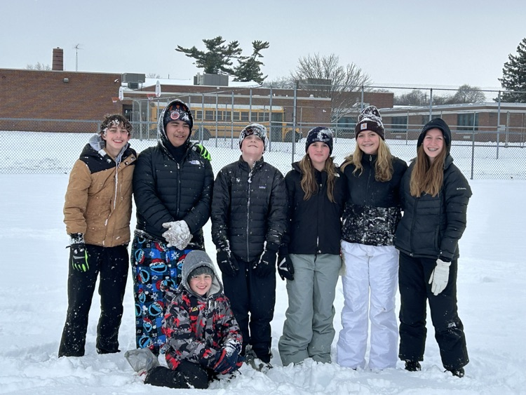 8th Graders playing in the snow during study-hall.