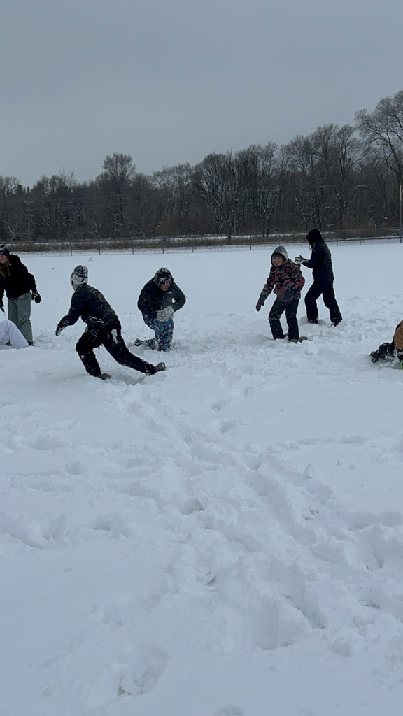 8th Graders playing in the snow during study-hall.