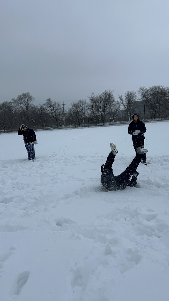 8th Graders playing in the snow during study-hall.