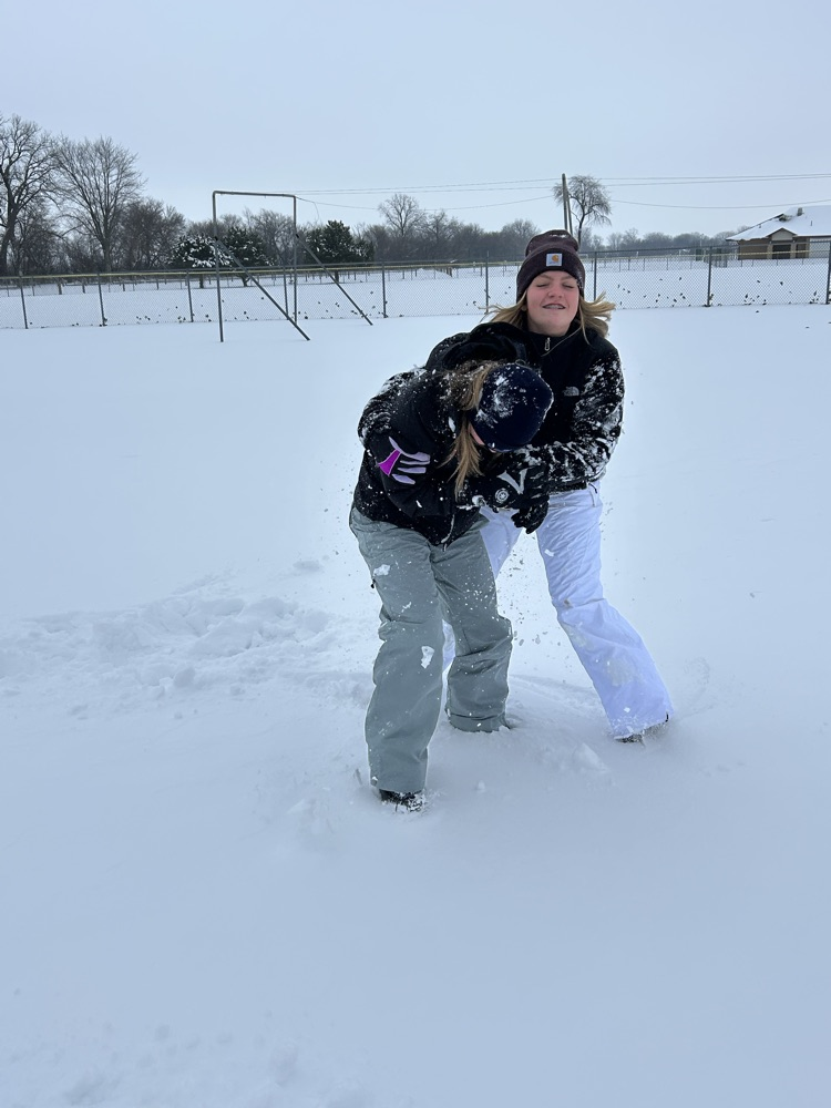 8th Graders playing in the snow during study-hall.