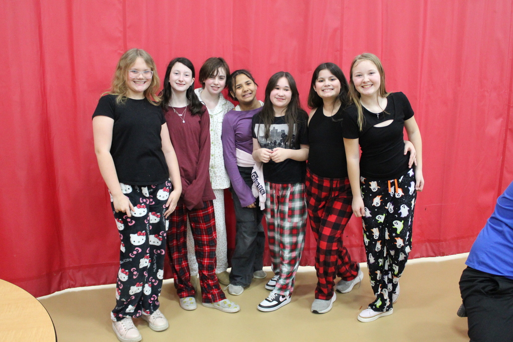 students dressed up for PJ day
