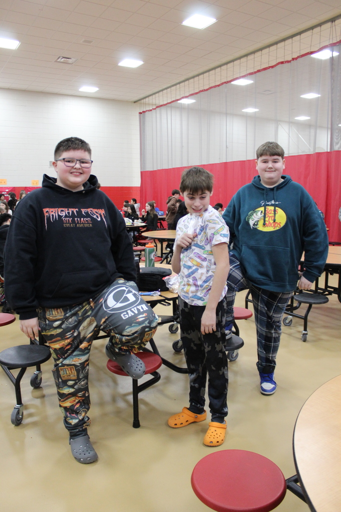 students dressed up for PJ day