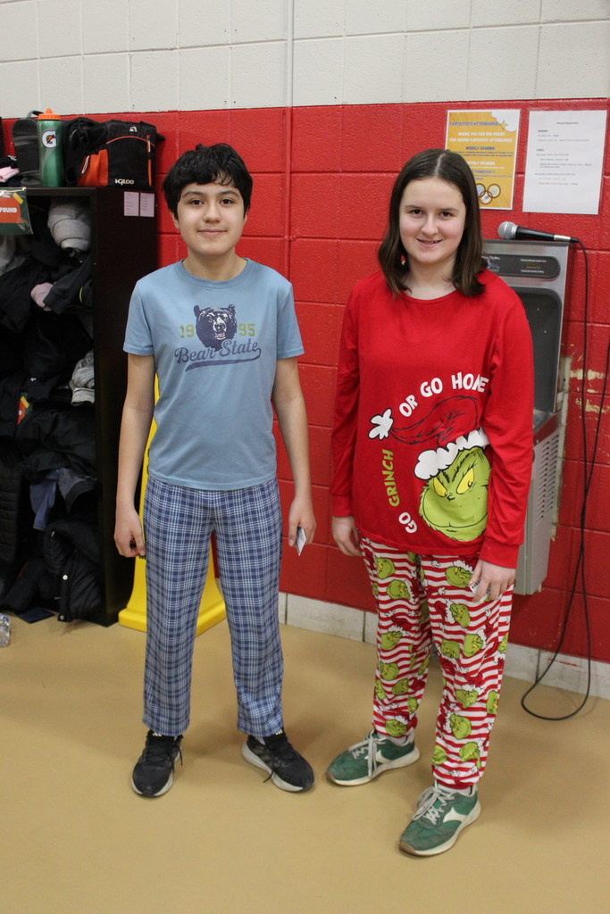 students dressed up for PJ day