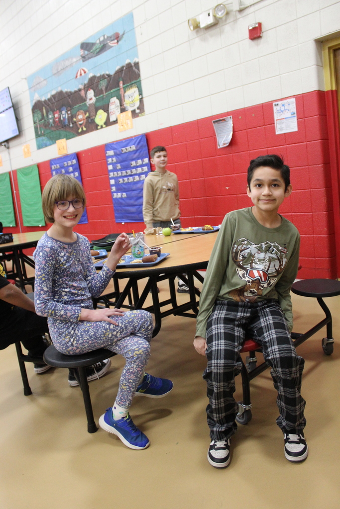 students dressed up for PJ day