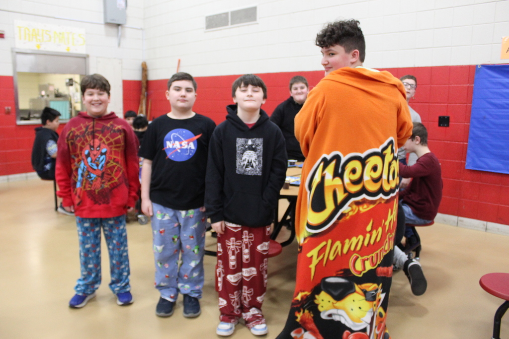students dressed up for PJ day