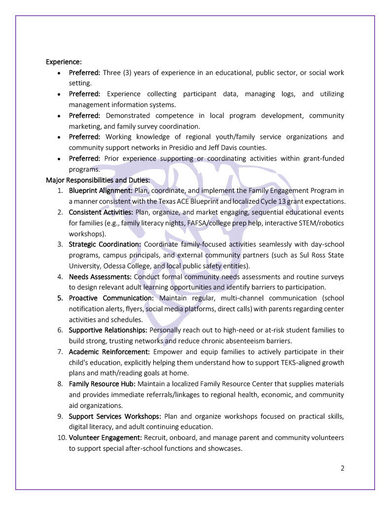 Family Coordinator pg2