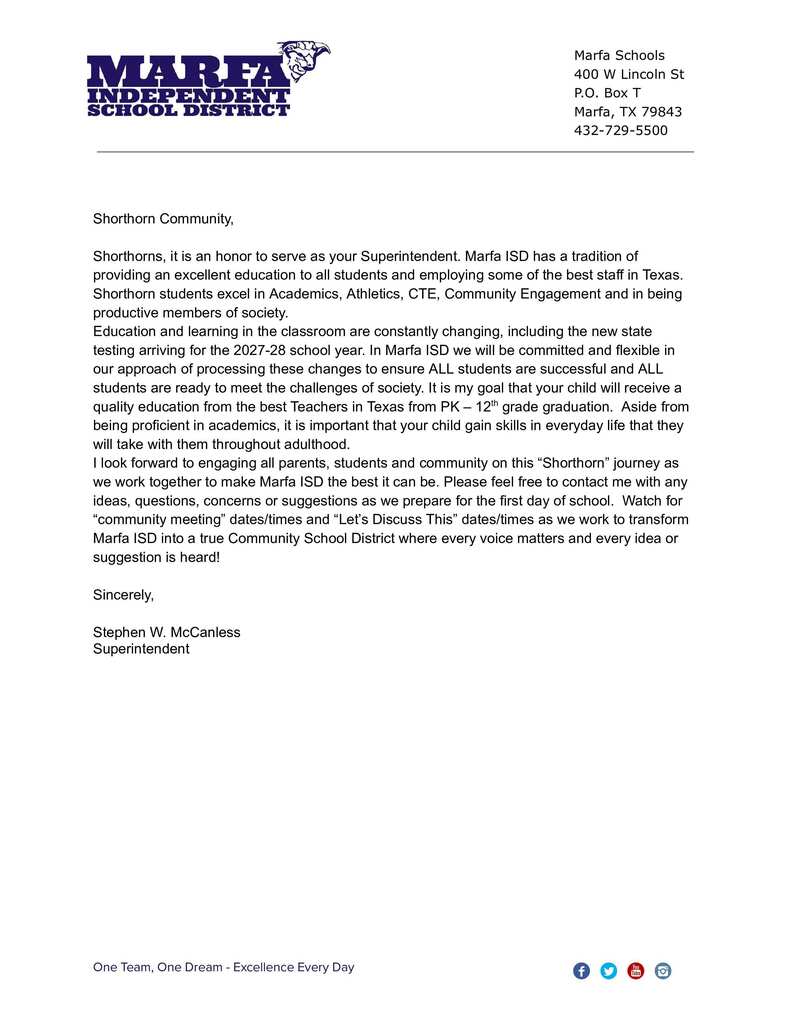 letter to community