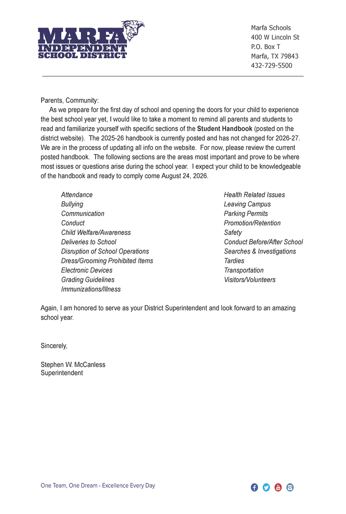 letter to parents