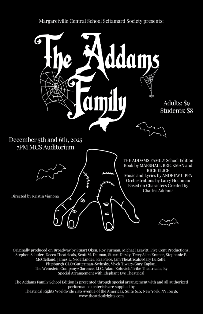 MCS Scitamard presents The Addams Family, December 5th & 6th @7pm