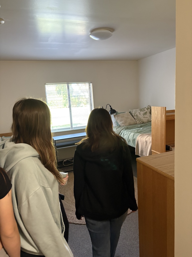 Students explored what college campus living may look like by exploring display dorms.