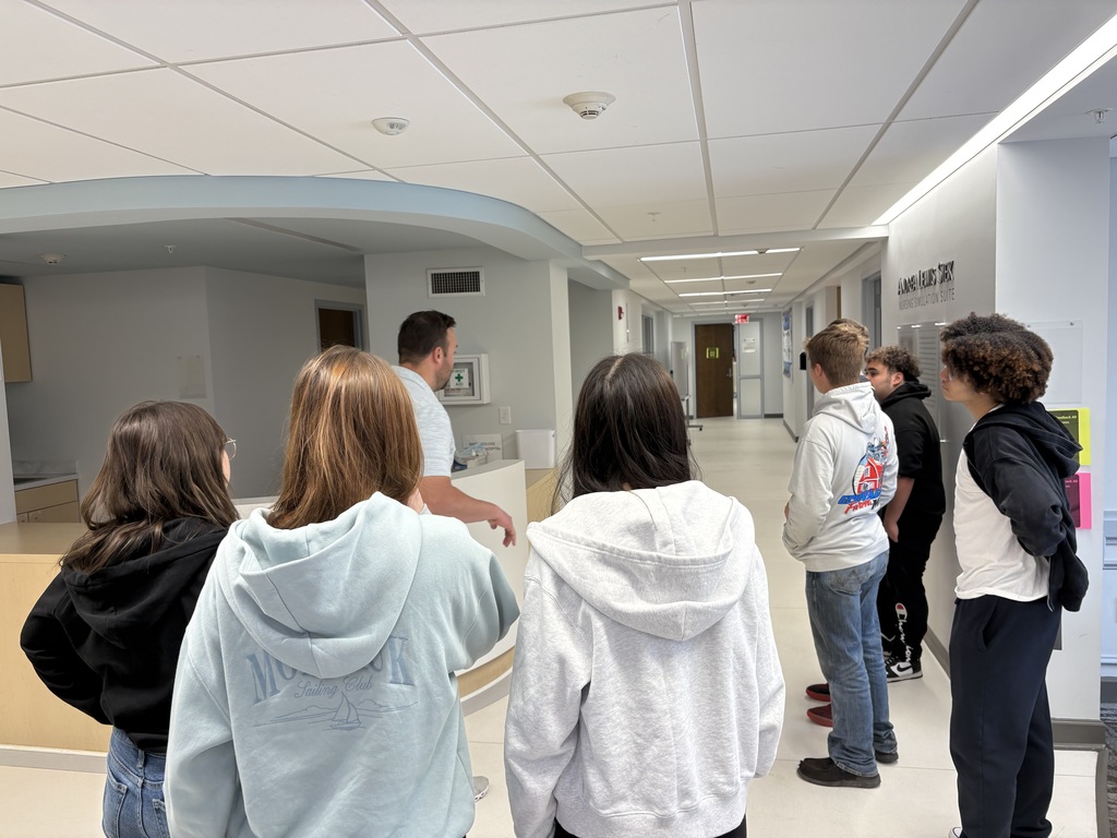 Students explored the mock hallway and rooms that nursing students practice in at Maria College.