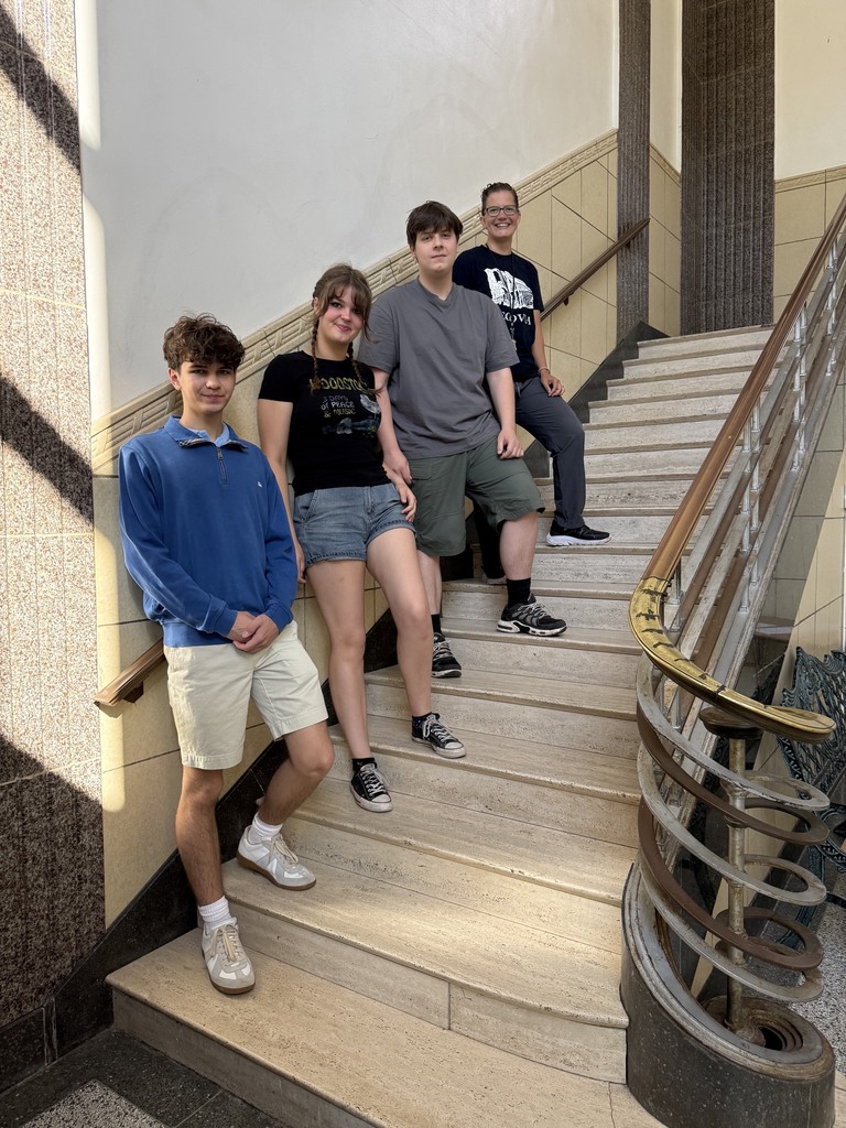 Max, Olivia, Will and the Seal of Biliteracy coordinator, Caitlin Sanford.  Absent from photo: Alani Mendez