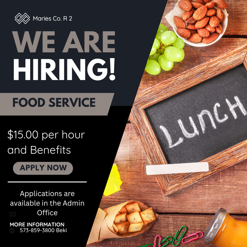Bland Middle School is hiring a food service employee.
