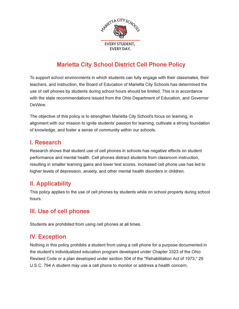 cell phone policy page 1
