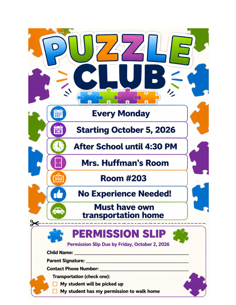 MES Puzzle Club information
