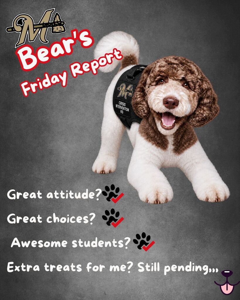 Bear's Friday Report, Great attitude? Great Choices? Awesome students? Extra treats for me? Still pending . . .
