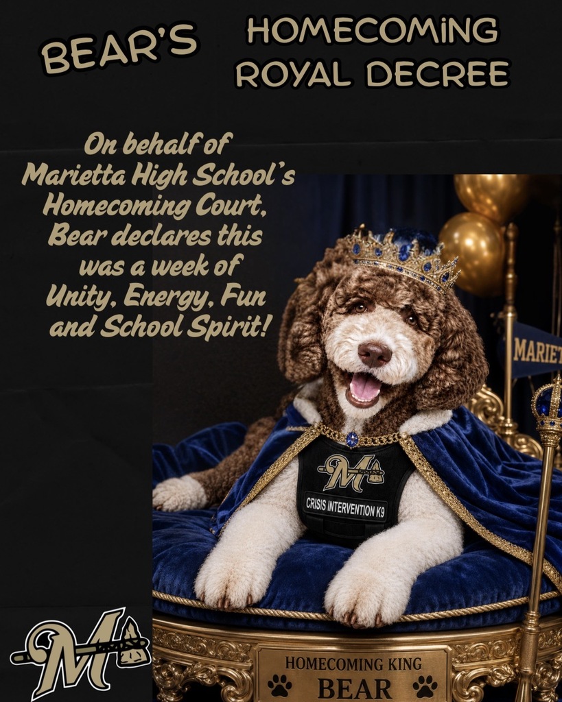 Bear, crisis intervention canine, stating a royal decree that the week was a week of unity, energy, fun and school spirit.
