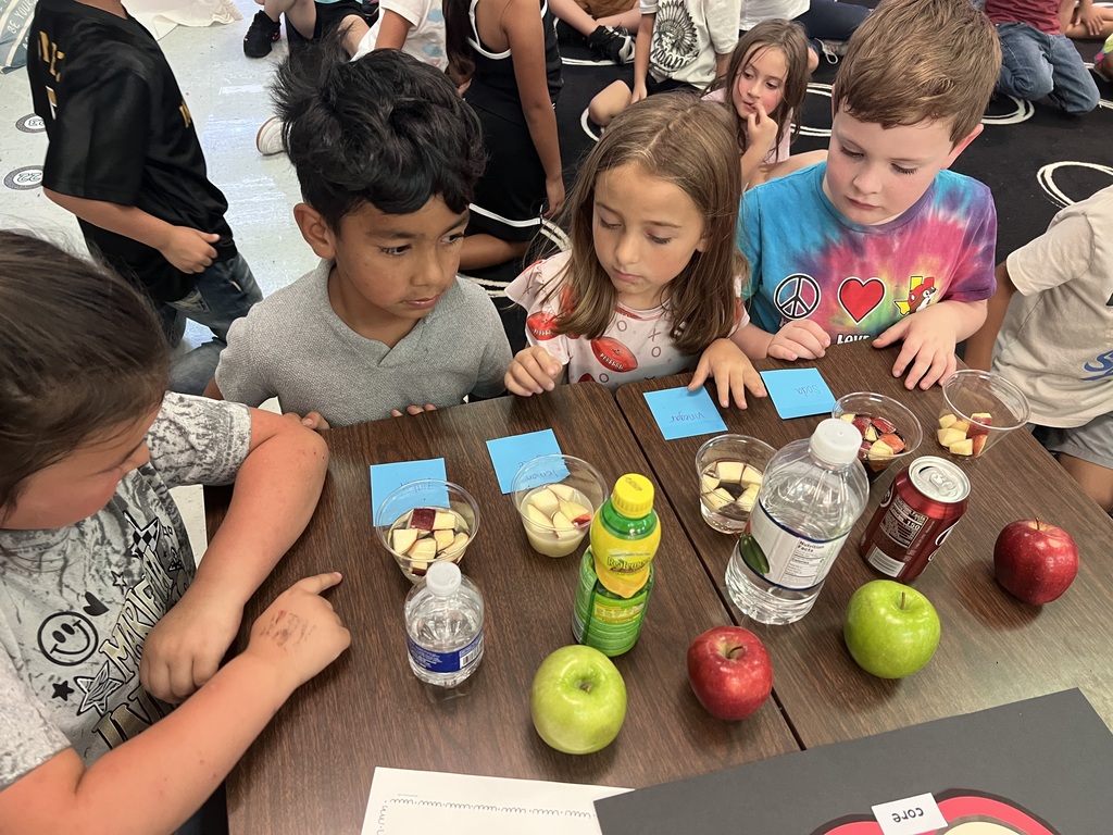 students doing apple experiment
