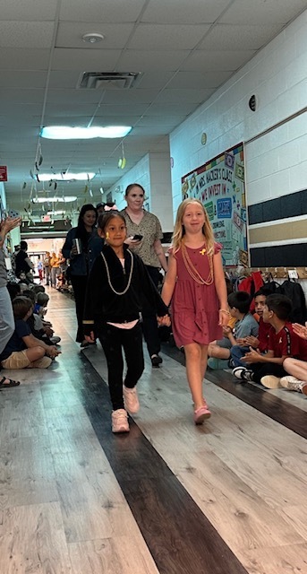 students walking in hallway