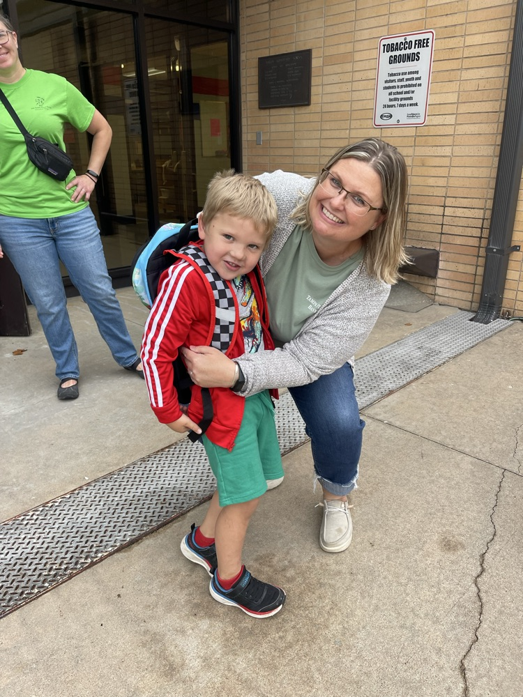 This preschooler had to stop and see his aunt who was here for Welcome Wednesday