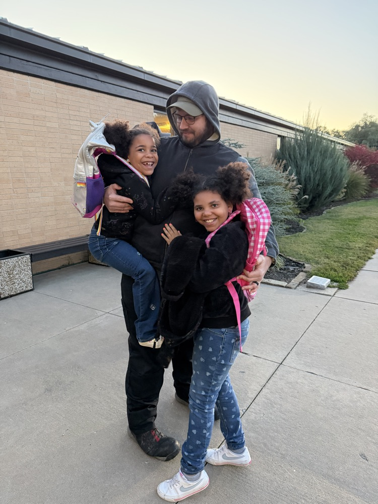 2 students were so excited to see their dad as a greeter this morning.