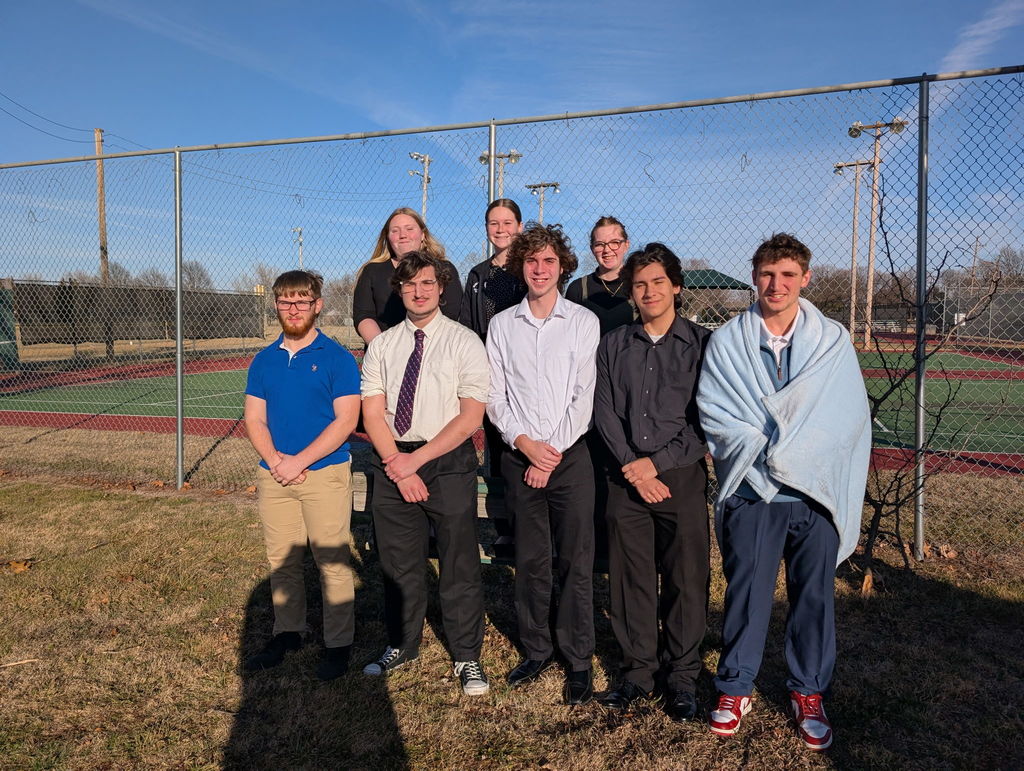 The Forensics team, Brooklynn Ottensmeier, Rylee Thomas, Gabby Stuchlik, Eldon Smith, Jaxon Salsbury, Keenan Lange, Vlad Harris, and Ryker Salsbury. 