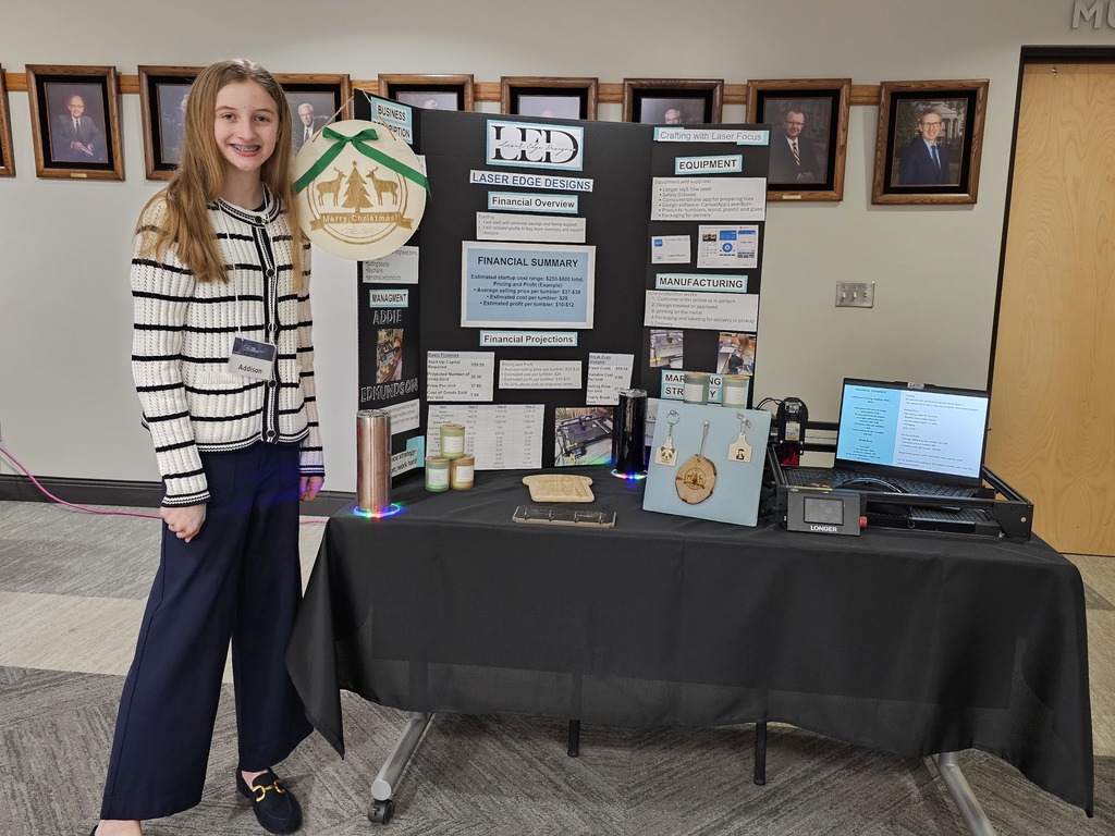 Addie Edmundson with her laser idea.