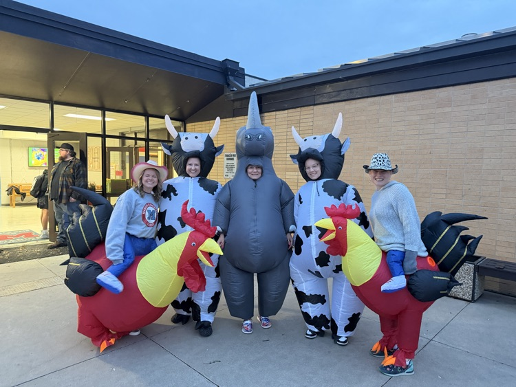 1 rhino, 2 cows, and 2 chickens greeted for Welcome Wednesday!