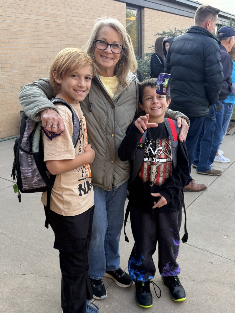 Two students with grandma