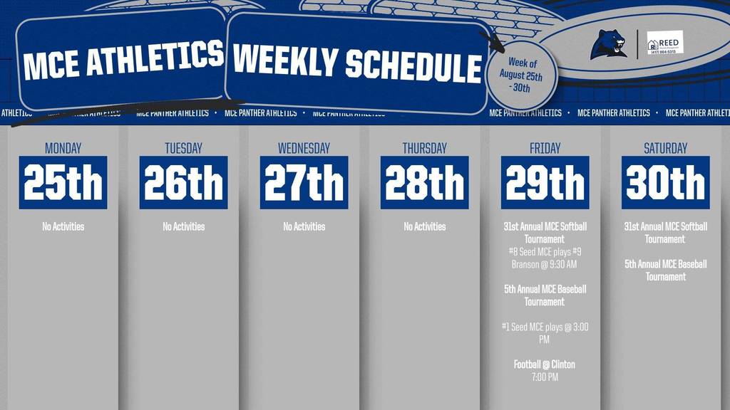 Morrisville Athletic Activities Week of August 25th - 30th