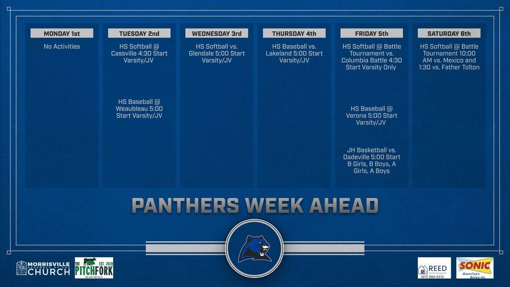 Morrisville Athletic Activities Week of Sept. 1st - 6th
