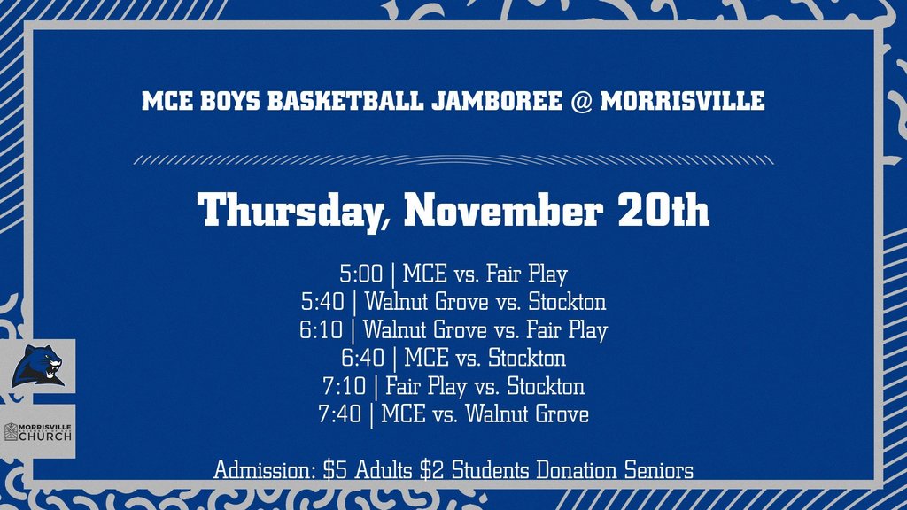 Morrisville Boys Basketball Jamboree November 20th