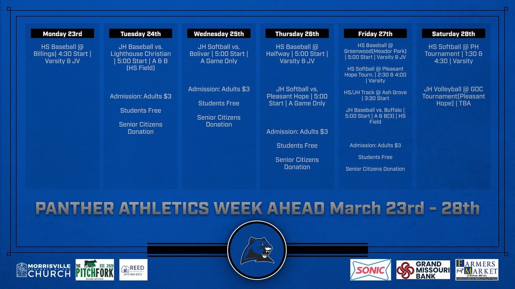 Marion C. Early Athletic Activities Week of March 23rd -28th